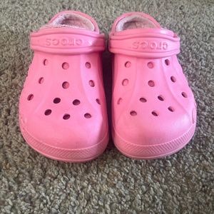 Pink Fur Lined Crocs